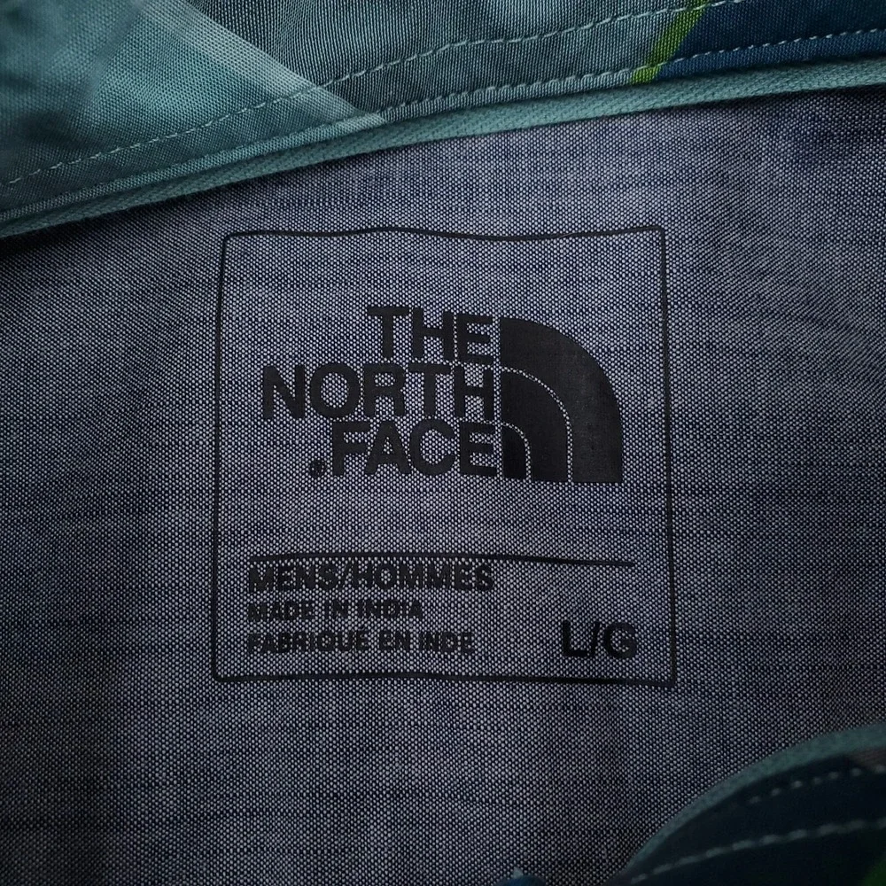 North Face Shirt Mens Large Blue Gray Plaid Button Up Outdoor Athleisure